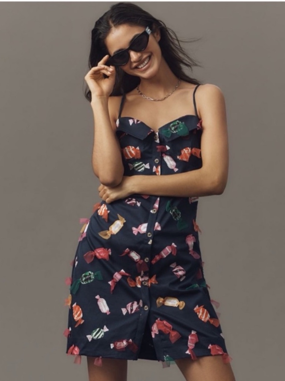 NWT Anthropologie Maeve Printed Buttondown Mini 3D Candies Vacay Party Dress - Picture 3 of 12